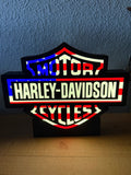 Patriotic red white and blue motorcycle shield 3D printed LED light box